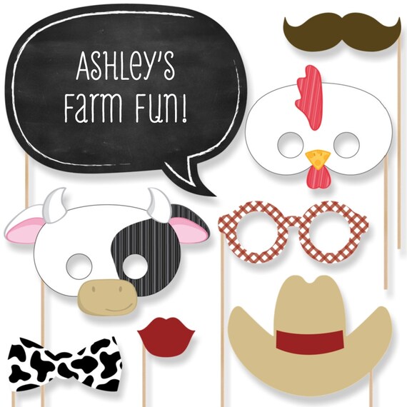 20 Farm Animals Photo Booth Props Farm by BigDotOfHappiness
