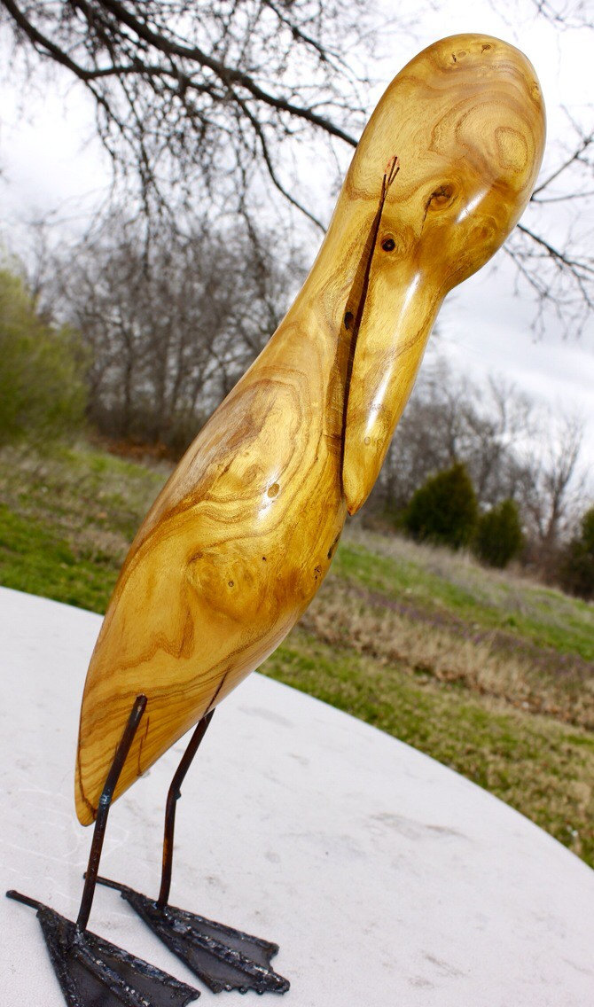 Wooden Abstract Pelican Statue Driftwood art Beach by WatersEdgeCo