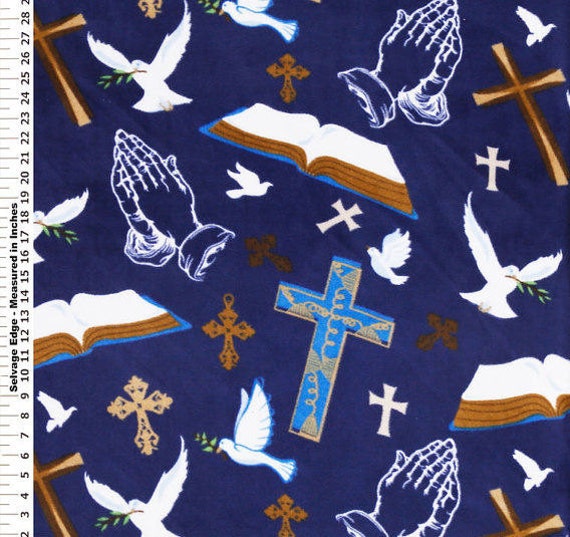 Fabric by the 1/2 Yard Sunday Service Cross Fleece Fabric