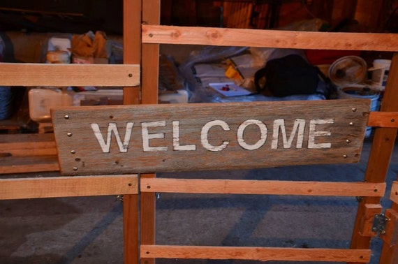 Rustic barn wood WELCOME sign