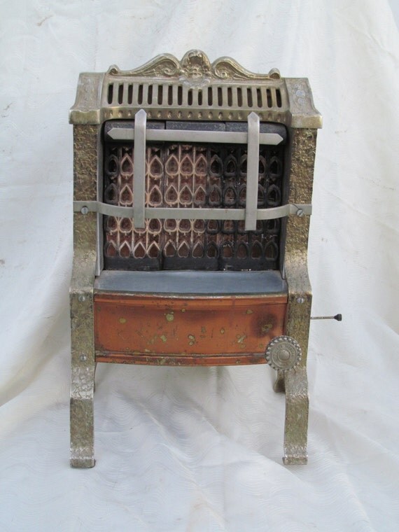 ANTIQUE GAS HEATER OKeefe & Merritt Brass Plated by RocksInMyHead2