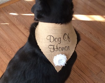 Burlap Dog of Honor Wedding Bandana