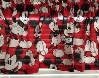 Red Mickey Curtain Valance Kids Bedroom or Playroom Decor 64" or 58" Wide