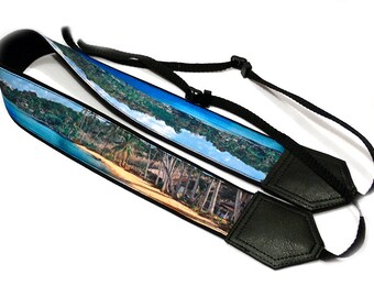 DSLR Camera Strap. Sea Camera Strap. Beach camera strap. Ocean, palms and sand. Landscape. Camera accessories. Photographer gift.