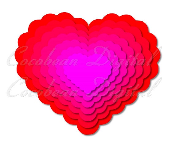 Download Valentine Scalloped Heart 3D Layered Nested svgdxf digital