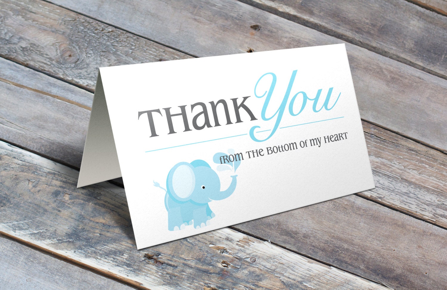 Thank You Note Baby Shower Blue Elephant Baby Boy Set