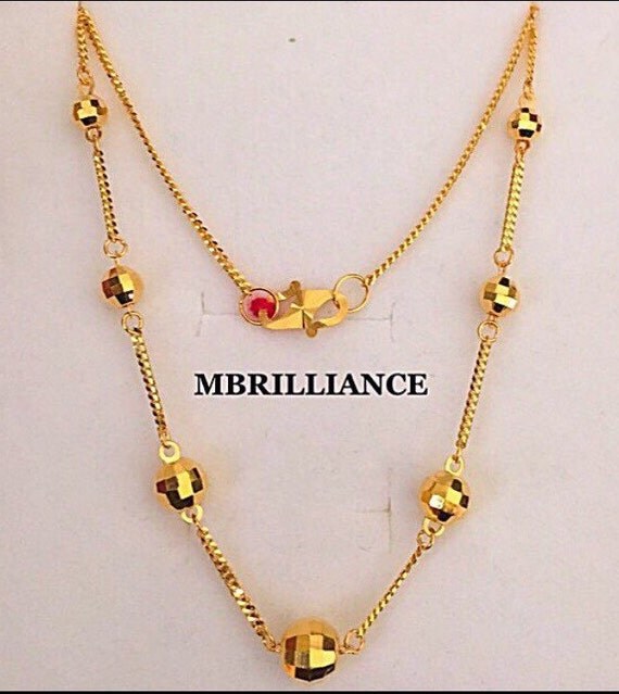 22k solid gold Disco balls necklace 916 GOLD by