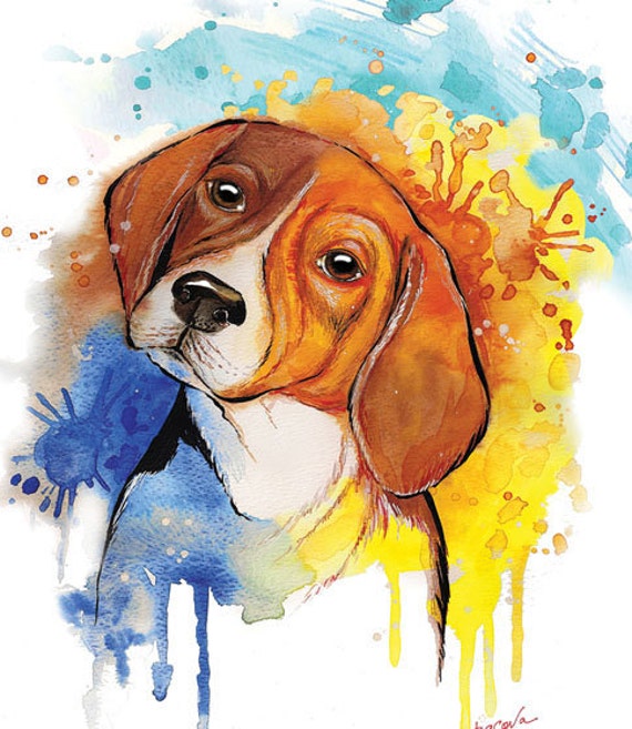 Items similar to BEAGLE Art print, waterfcolor print , beagle art