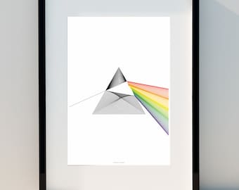 Refracted Light Inspired by Pink Floyd cover album The Dark Side of the Moon Geometric poster, Poster, wall decor, Print Design,A2, A3 or A4