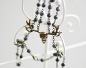 THE DEER SKULL // Necklace metal brass with beads natural stone obsidian // Gothic THE DEER SKULL // Necklace metal brass with beads natural stone obsidian // Gothic