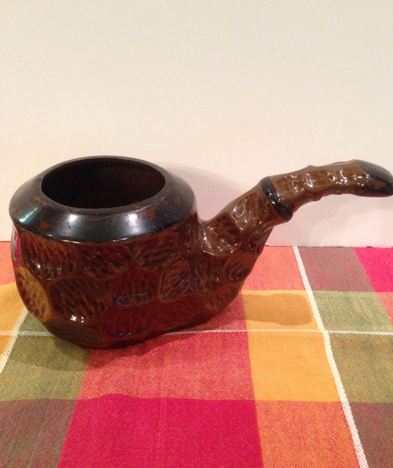 Inarco Pipe Planter Two Tone Glazed Pottery Vintage Home