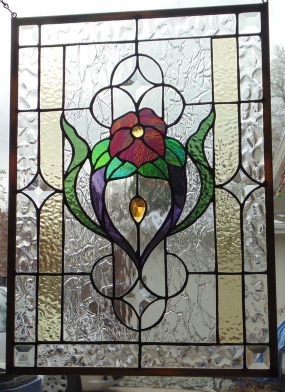 Stained Glass Window Hanging 21 3/4 X 15 5/8