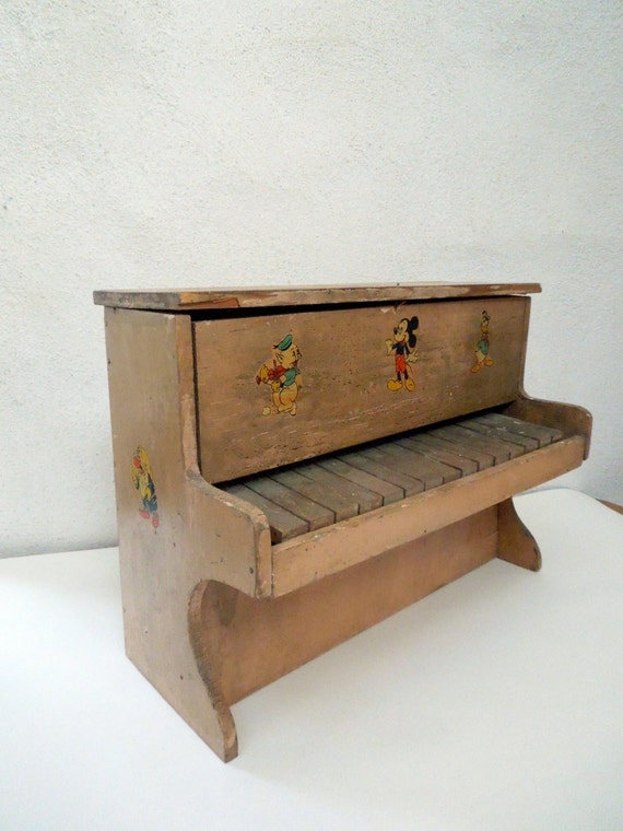 vintage wooden toy piano