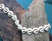 White Heart Braclet, signed Trifari, Weddig bracelet, Link bracelet, Heart Bracelet