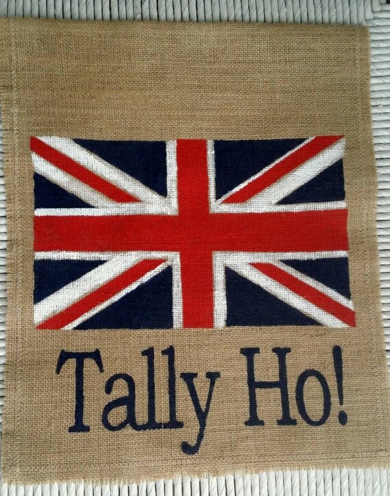 Items similar to Union Jack burlap garden flag, British flag, Tally Ho