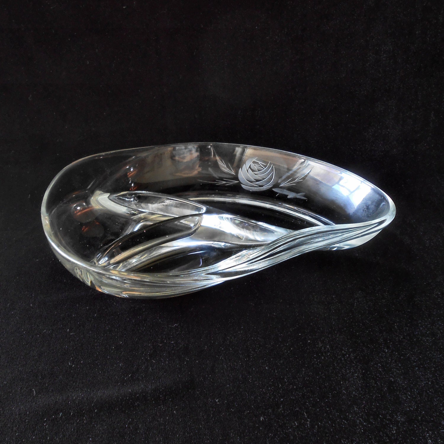 Fostoria Divided Crystal Relish Dish with by KenFrankCollectibles