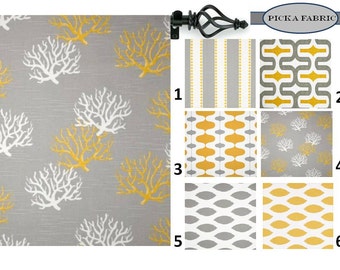 Geometric Valance Yellow Grey Valance Chipper Isadella Ivon Lulu Slub Valance ONE