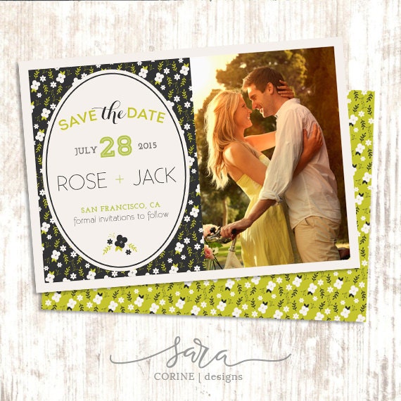 Download Items similar to Save The Date, PSD Template, INSTANT DOWNLOAD, photo card, Double sided, Black ...