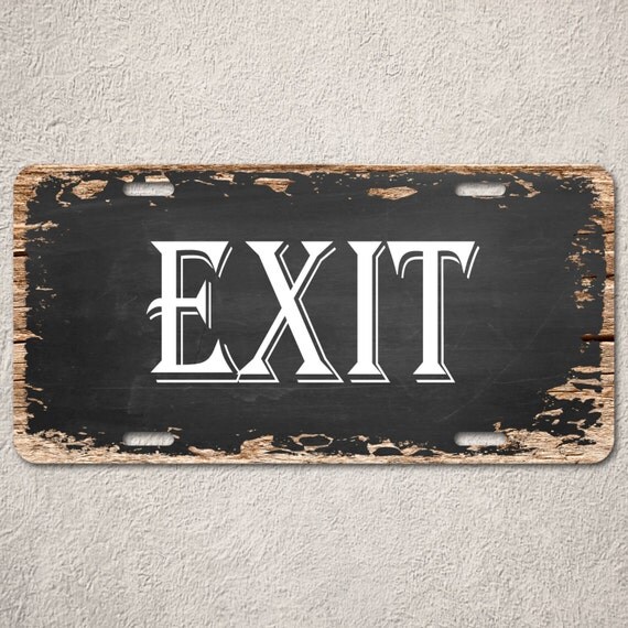 LP0337 EXIT Sign Vintage Wood Rust Chalkboard Auto Car by Pinkicee