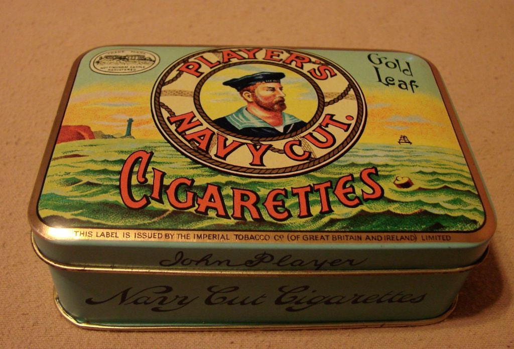 Players Navy Cut Cigarettes Tin Box Gold Leaf By Oldwestantiques