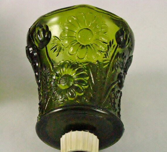 Vintage Green Glass Candlestick Inserts/ Votive/ Tea Light/ Holder/ 70s