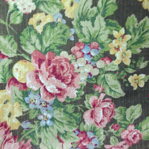 Floral French Country Fabric Drapery and Upholstery Fabric