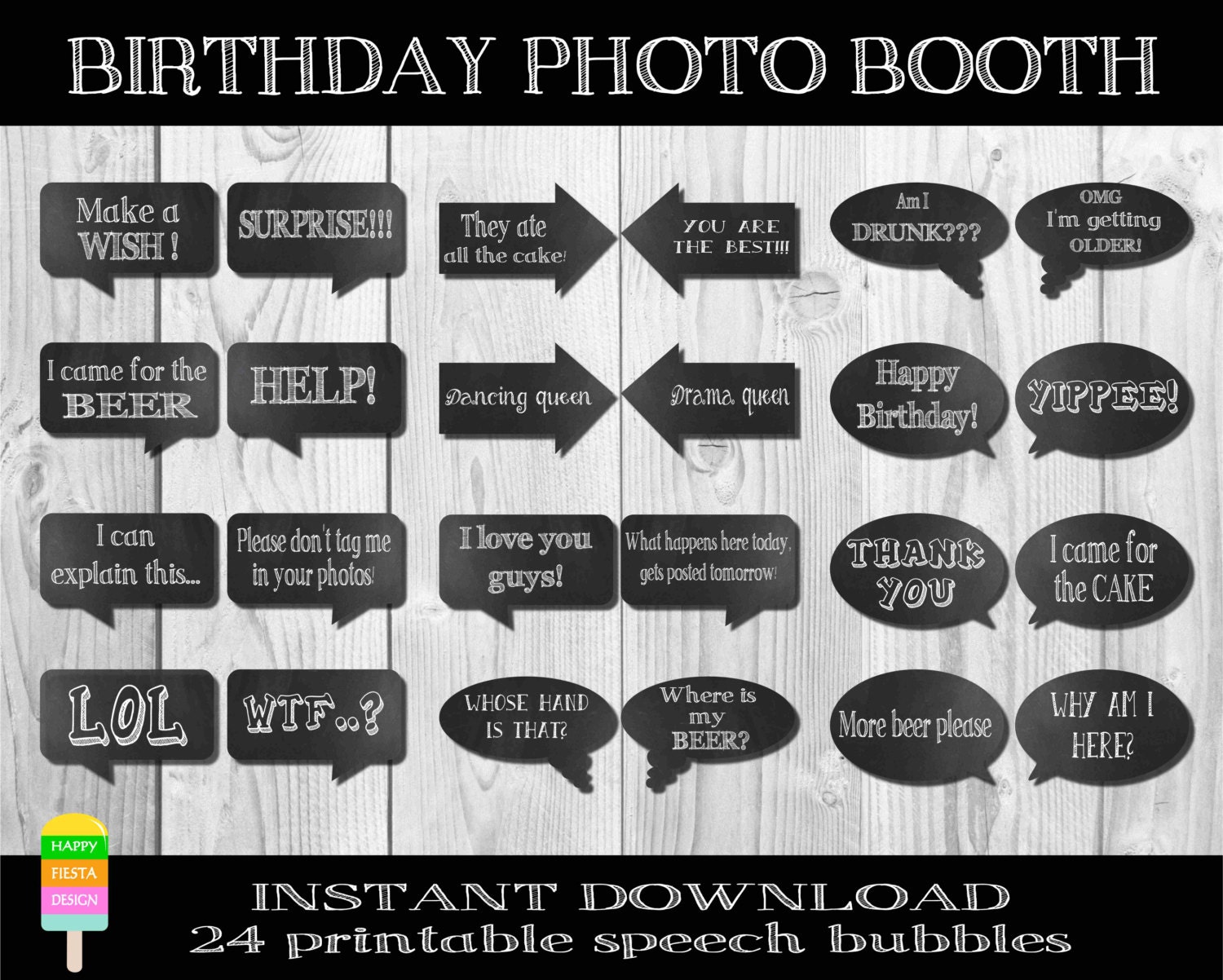 PRINTABLE Birthday Photo Booth PropsBirthday Photo PropsDIY