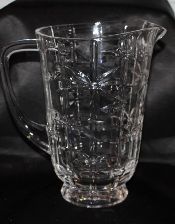 Large Vintage Cut CRYSTAL Pitcher Mid Century Modern Barware