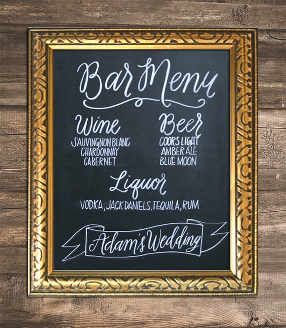 Items Similar To Custom Bar Menu Chalkboard Sign 11x14 Or 16x20 On Etsy 0715