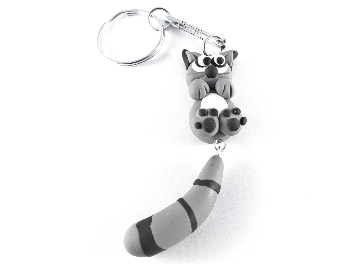 Handmade Polymer Clay Keychain / Keyring Lemur 3D FIMO