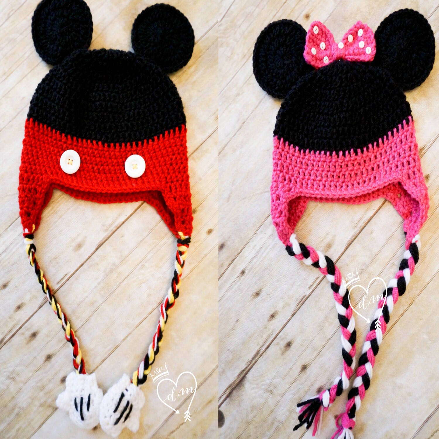 Mickey and Minnie Mouse Beanie/Hat Combo Pack Winter Hats for