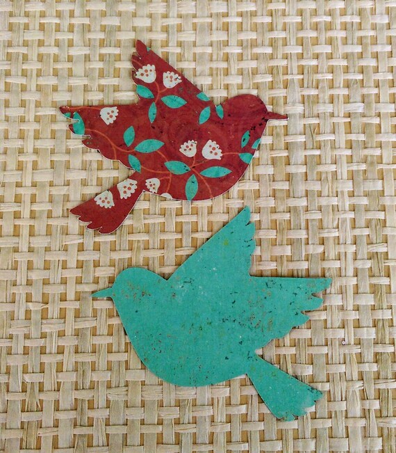 Paper Die Cut Birds,Doves, Rose Floral Print, TwoSided Scrapbooking