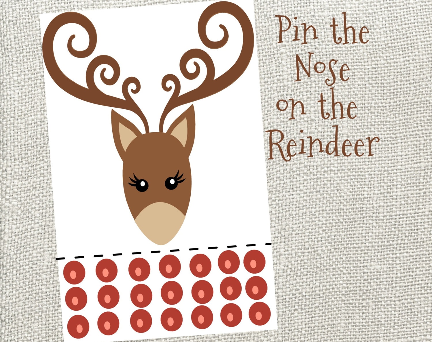 Pin The Nose On The Reindeer Instant Digital Download.