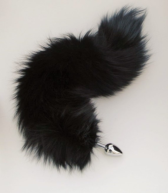 Tail Butt Plug 19 BLACK Fox Tail PlugeXTRA FLUFF by SpankUToys