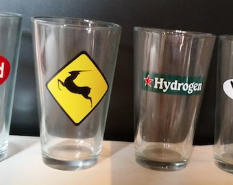 Set of 4 Phish Pint Glasses - Antelope Harry Hood YEM Hydrogen - Dishwasher Safe - Baker's Dozen - MSG