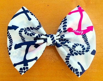 Lilly Pulitzer Ahoy There Anchor Print Hair Bow