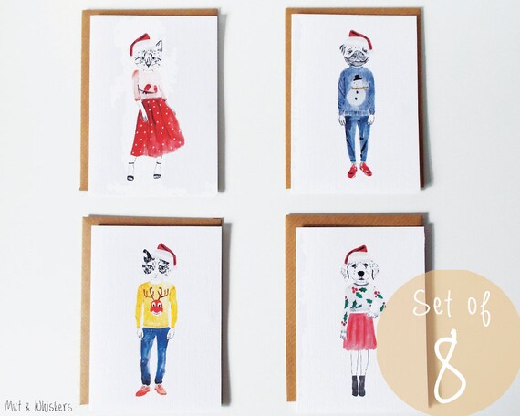 Set of 8 Handmade Christmas Cards