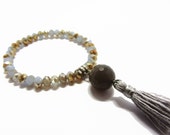 Stretch bracelet with stone and tassel/Tassel bracelet/Boho bracelet/Stretch bracelet/Stackable bracelet