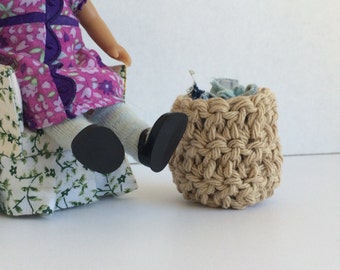Toy miniature FREE Shipping Doll Clothes Hamper Miniature DollHouse Toy Crochet free shipping in the US