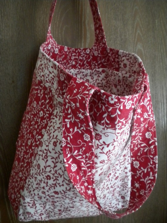 Red and White Tote Bag Bag with Big Bow Summer Accenting