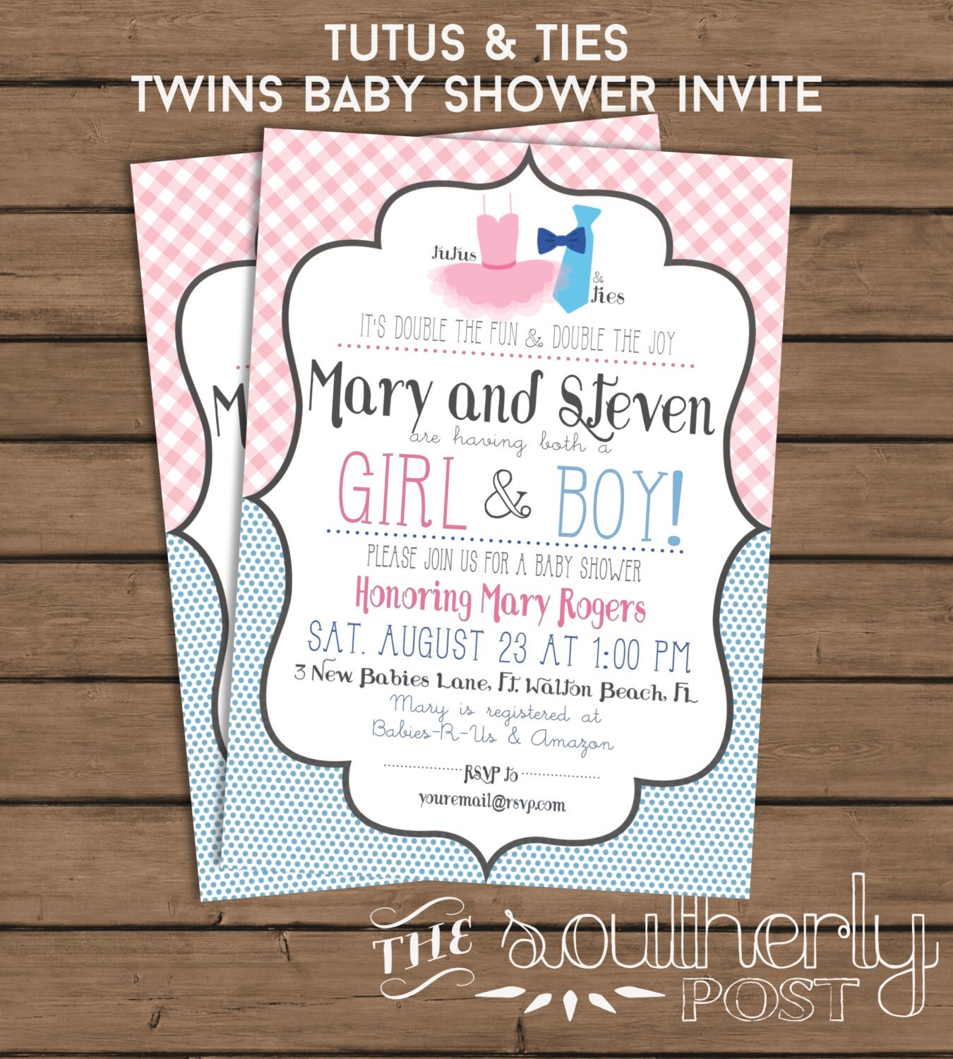Twins Boy & Girl Invitations 3