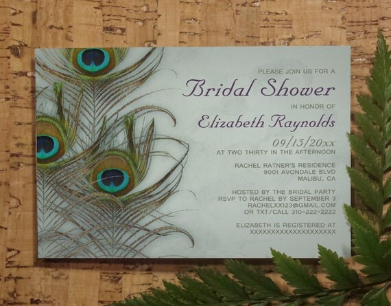 Vintage Peacock Feather Bridal Shower Invitation By Invitationsnob Peacock Bridal Shower Invitations Templates