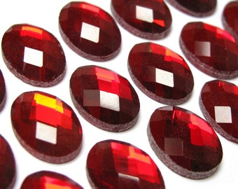 Lot De Boutons Anciens - Verre Rubis Facetté - 9 Mm - Victorian Dimi - Fabrication France