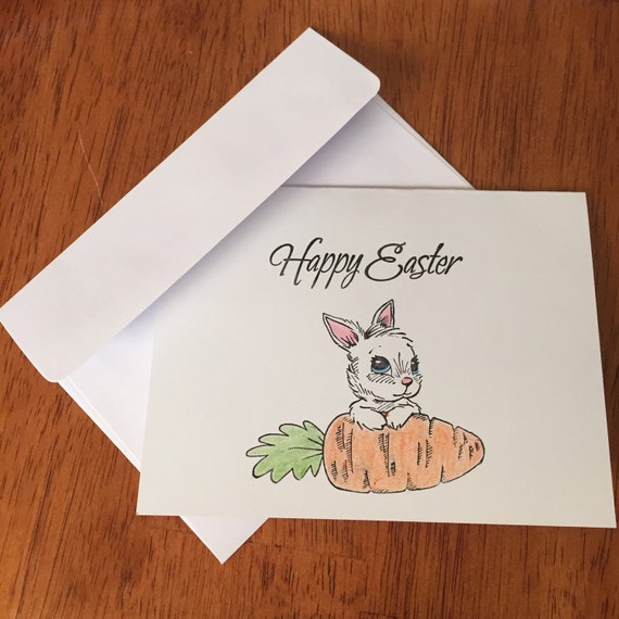 Items Similar To Happy Easter Card Easter Bunny Card On Etsy