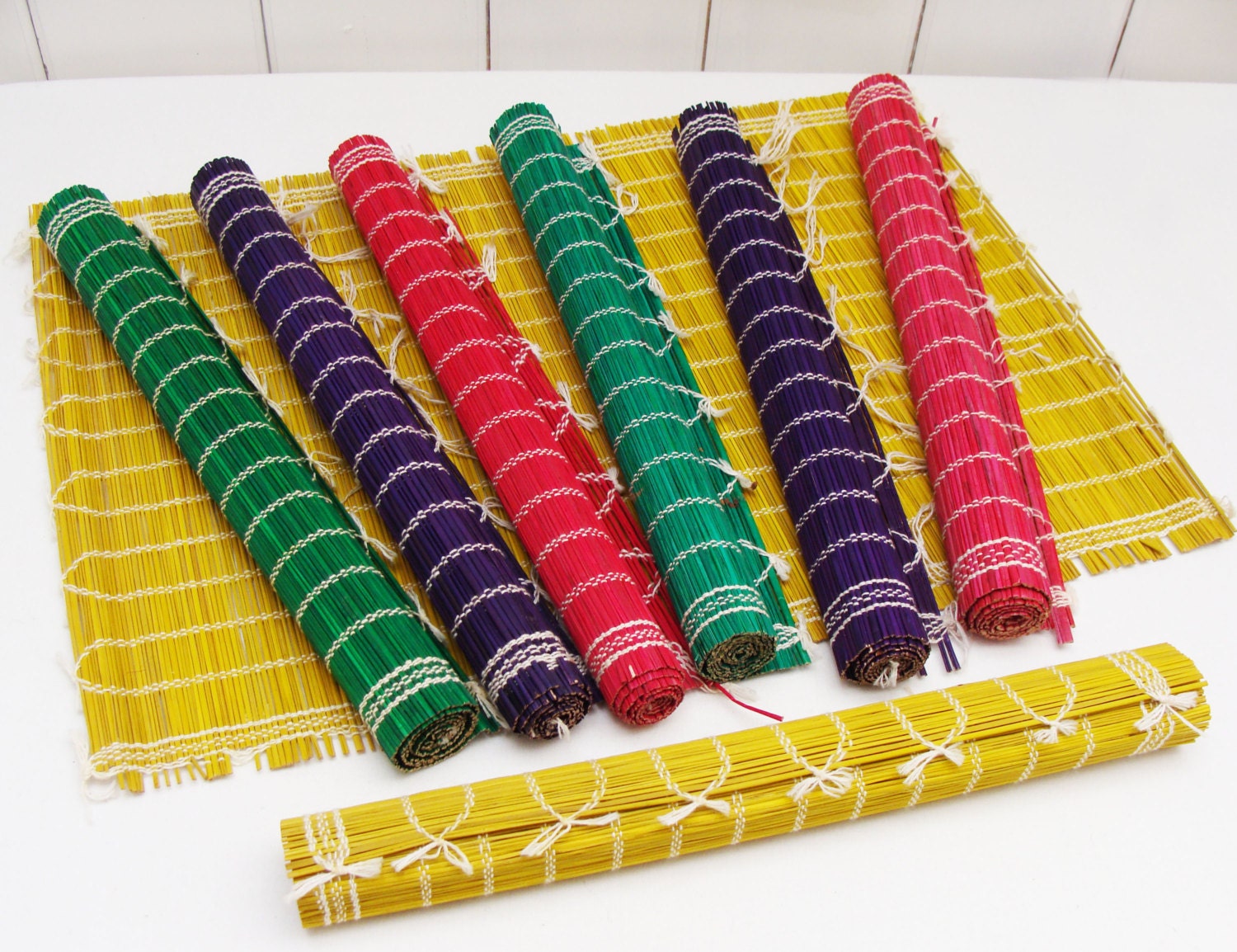 Coloured Rectangular Straw Placemats woven x by Florinandsixpence