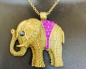Fitbit Necklace for FitBit Flex Activity Tracker - REESE Gold with Purple Rhinestone Elephant Fitbit Necklace - FREE SHIPPING