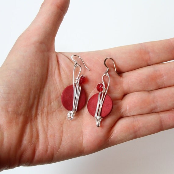 Big Red Earrings Long Red Earrings Red Jewelry Colorful