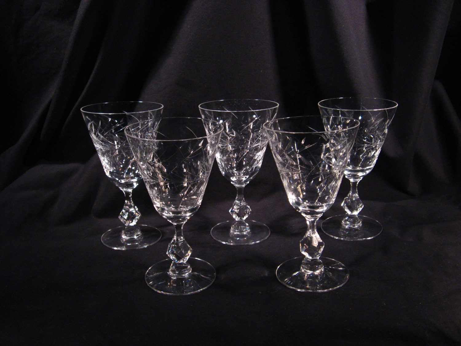 Set of 5 Tiffin Franciscan Cut Crystal by AntiqueCrystalGlass