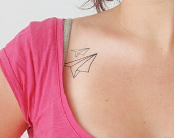 Paper Plane - Temporary tattoo (Set of 2)