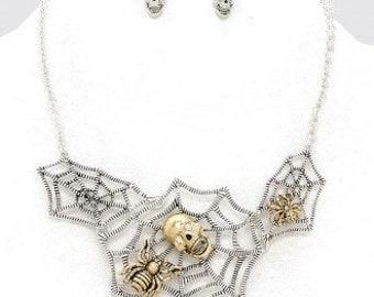 Vintage Spiderweb Necklace & Earrings